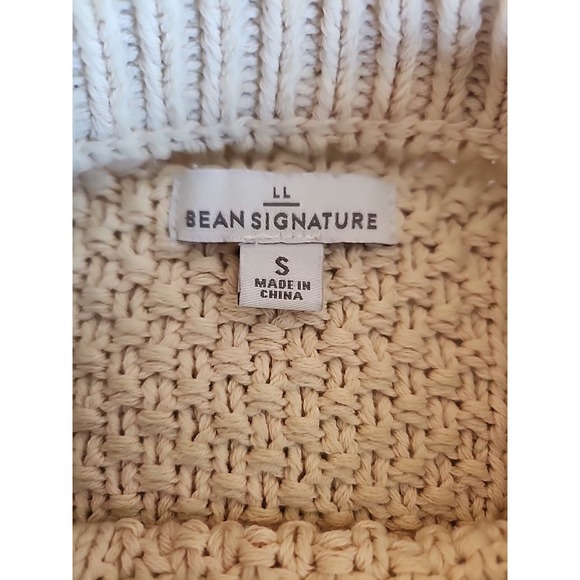 LL Bean Signature Fisherman Sweater Chunky Cable Knit Cottage Cream Womens Sz S - Picture 6 of 11